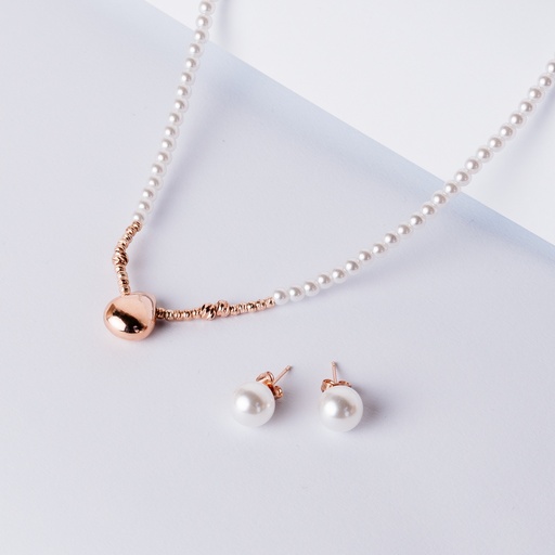 [COL061] Set Cadena y Aretes de Perlas